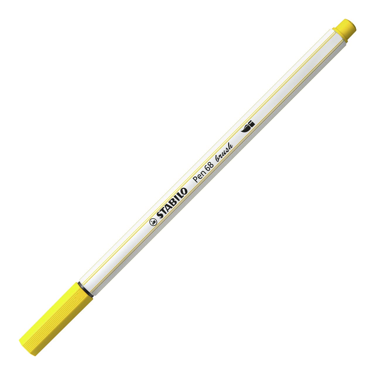 Premium Fibre-Tip Pen with Brush Tip - STABILO Pen 68 brush - Pack of 1 - Yellow