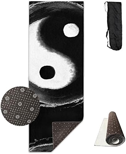 Non Slip Yoga Mat Cool Yin Yang Premium Printed 24 X 71 Inches Great For Exercise Pilates Gymnastics Carrying Strap