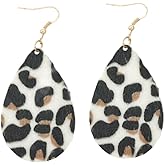 Simple Polka Dot Dangle Earrings Black White Cow Leopard Print Earrings for Women Lightweight Leather Jewelry Outfits Accessories