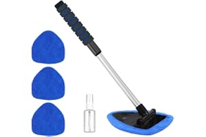 Gven Windshield Cleaner Tool Interior Car Window Cleaner Tool Inside Cleaning Supplies Car Cleaning Kit Automotive Glass Auto Cleaner Wand with Reusable Microfiber Glass Wiper Kit