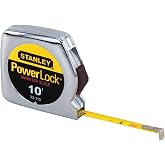 Powerlock Tape Rule, 1/4"" x 10ft, Plastic Case, Chrome, 1/16"" Graduation, Sold as 1 Each
