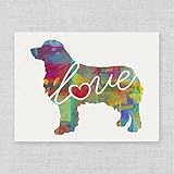 Australian Shepherd (Aussie) Love - A Modern & Whimsical Dog Breed Watercolor-Style Wall Art Print / Poster on Fine Art Paper. Unframed & Can be Personalized