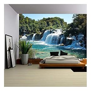 Waterfalls on Krka River. National Park, Croatia - Removable Wall Mural | Self-Adhesive Large Wallpaper - 66x96 inches