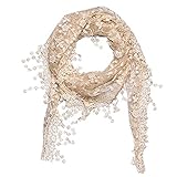 Meyison Lace Tassel Sheer Burnt-out Floral Print Triangle Mantilla Scarf Shawl Neck Wrap