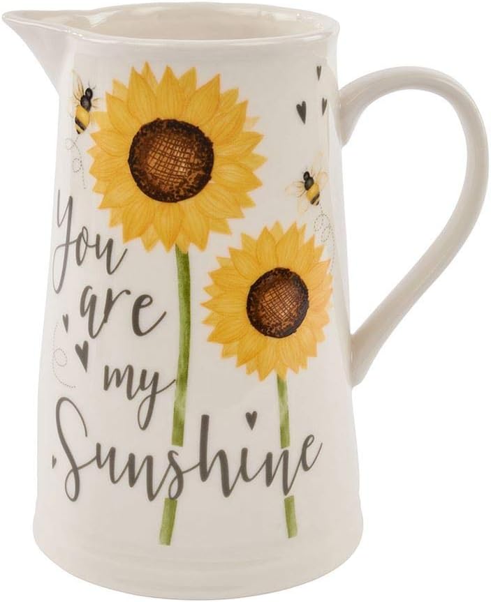 Carousel Home and Gifts Lovely Ceramic Water Jug Sunflower Pitcher ~ Sunflower Flower Vase