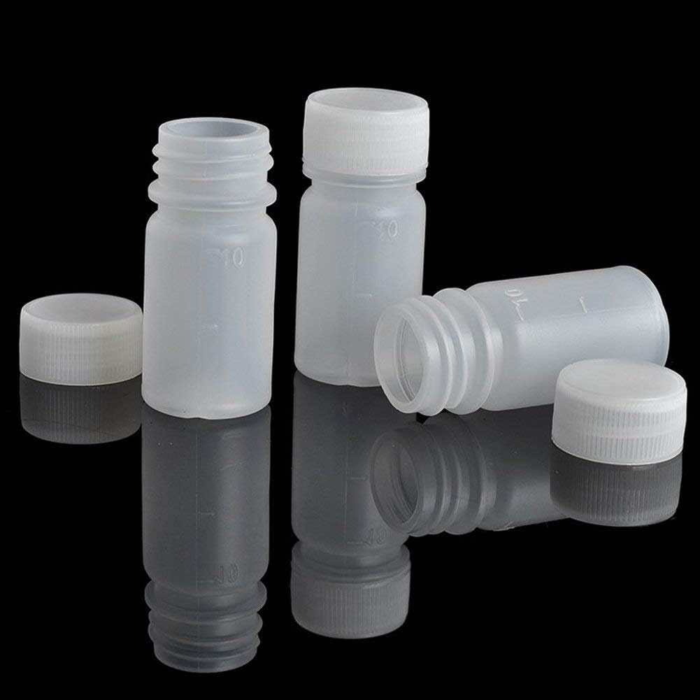 GDGY PE Plastic Empty Small Mouth Graduated Lab Chemical Container Reagent Bottle Sample Sealing Liquid Medicine Bottle (100pcs 10ml, 0.33): Home Improvement