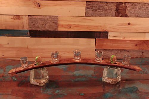 Whiskey Barrel Shot Glass ServingTray-Display.