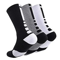 Hurriman Basketball Elite Socks Compressions Compression Athletic Socks (3 Pairs (Black+White+Grey))