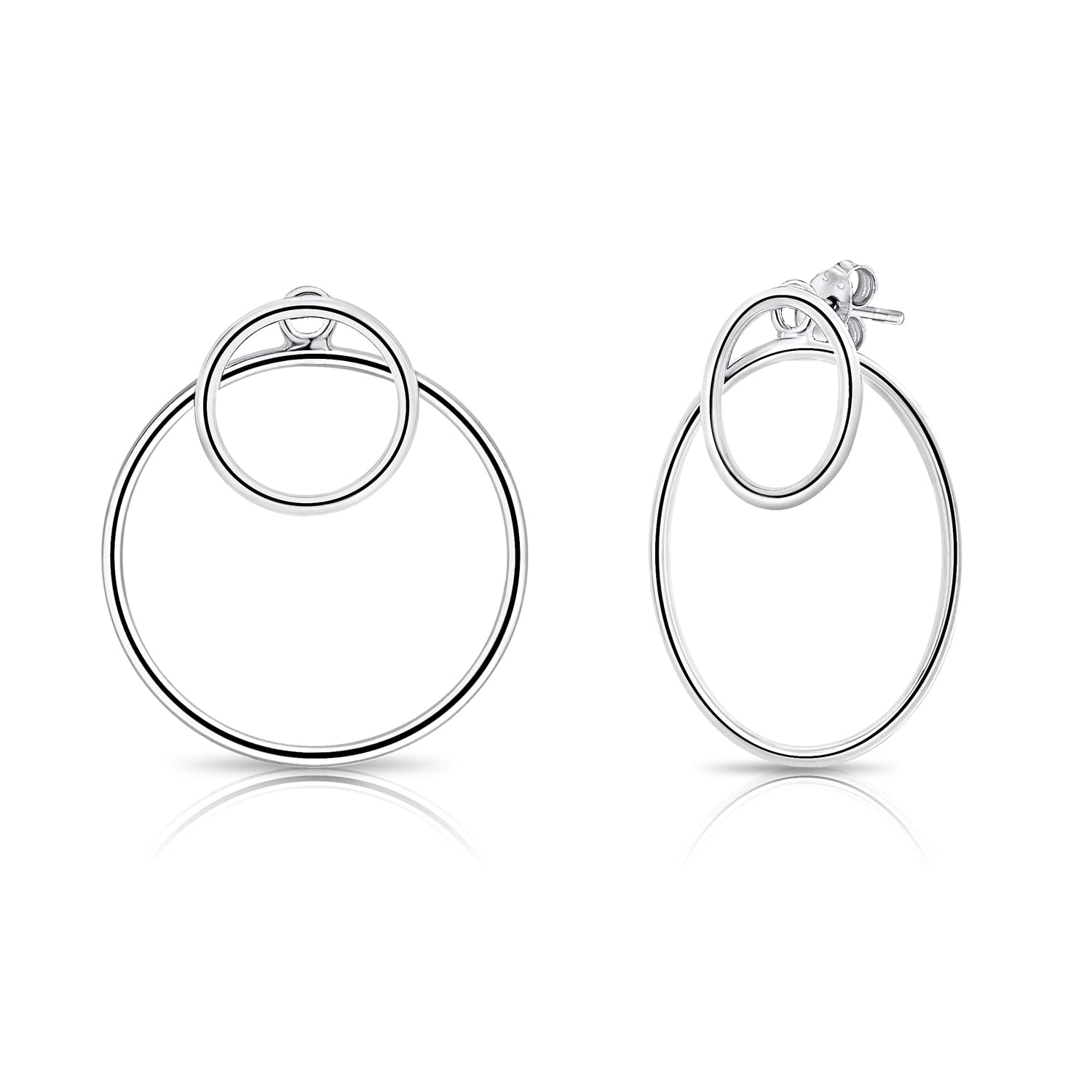 DTPSilver - 925 Sterling Silver Rodium Plated Double Hoops Earrings