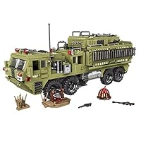 Lingxuinfo 1377Pcs Heavy Cargo Transport Truck Building Blocks Military Vehicle Model Building Kit Compatible with Major Brands