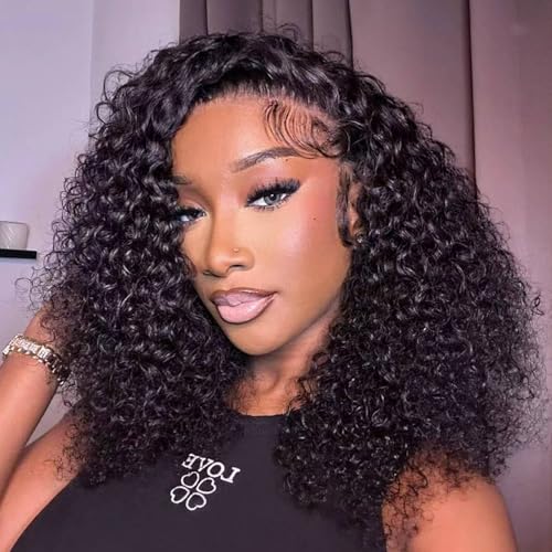 Half Wig Human Hair Curly Half Head Glueless Wig Human Hair Wig Glueless Wig 18 Inches 3 In 1 Seamless Flip Over Drawstring Wigs Headband Wig Kinky Curly Natural Colour