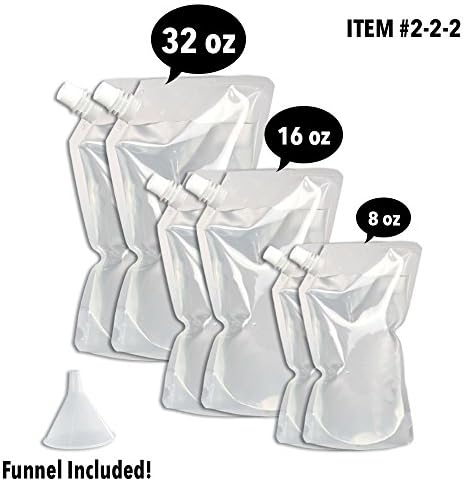 Concealable And Reusable Cruise Flask Kit - Sneak Drinks Anywhere - 2 x 32 oz + 2 x 16 oz + 2 x 8 oz + 1 funnel