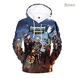Yeawooh Fortnite 3D Printing Unisex Hoodie Novelty Youth Game Sweatshirt Pullover Size M (Brown)