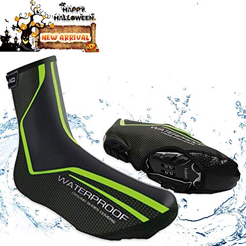 Cycling Shoe Covers Road Bike Shoes Toe Cover Zippered MTB Winter Cycling Shoes Covers for Outdoor Sports (Green, M)