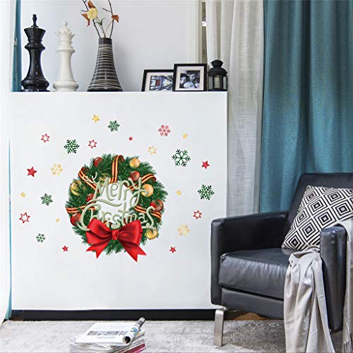 Iusun Merry Christmas Snowflake Wreath Wall Stickers DIY Window Decals for Bedroom Living Room Restaurant Mall Xmas Decoration (A) - Thumbnail 2