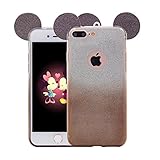 iPhone 7 Plus Case, MC Fashion Cute 3D Glitter Mickey Mouse Ears Soft and Flexible TPU Case Skin for Apple iPhone 7 Plus (2016) (Glitter-Black)
