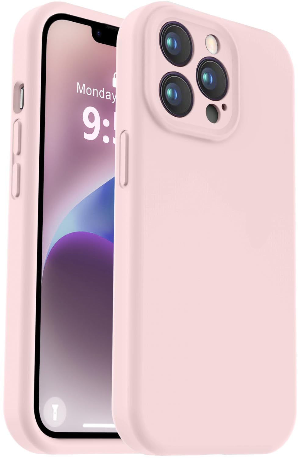 Photo 1 of Vooii Compatible with iPhone 13 Pro Max Case, Liquid Silicone Upgrade [Camera Protection] [Soft Anti-Scratch Microfiber Lining] Shockproof Phone Case for iPhone 13 Pro Max 6.7 inch - Chalk Pink