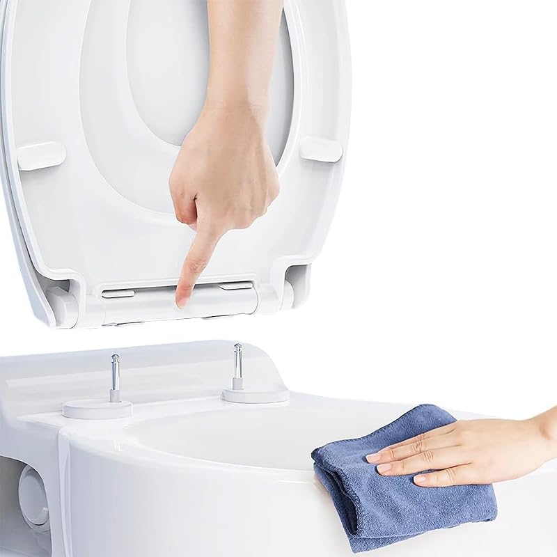 RAM White Quick Release Soft Close Toilet Seat with Hinges ABS