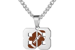 AIAINAGI Football Number Necklace for Boys Athletes Jersey Number Pendant Silver Stainless Steel Charm Number Chain Sport Jewelry Gift for Men