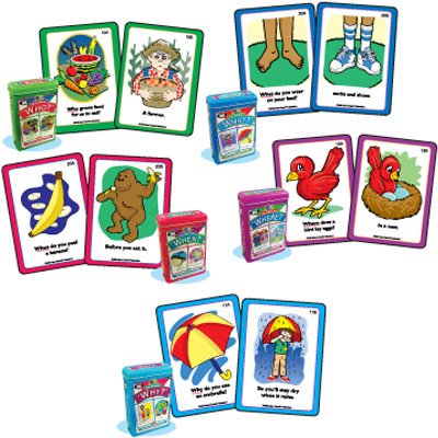 Super Duper Publications Ask and Answer â€œWHâ€ Question Five Card Decks Combo Educational Learning Resource for Children