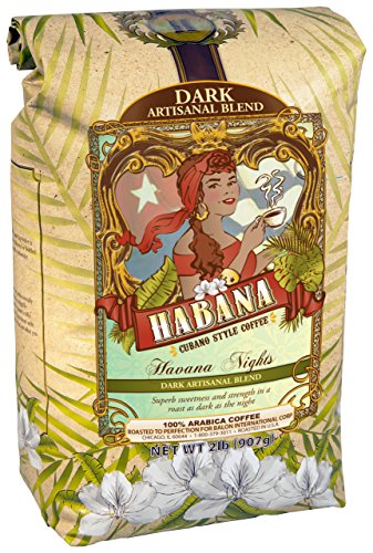Habana Coffee, Whole Bean, Havana Nights Dark Artisanal Blend, 2 Pound Bag