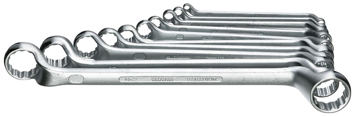 GEDORE Double Ring Spanner Set, 10 Pieces, 6-27 mm, Offset, Forged, Premium Hand Tool Set, Ideal for Professional Craftsmen and DIY Enthusiasts