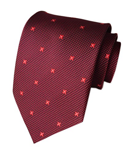Secdtie Men's Red Floral 100% Silk Ties Jacquard Woven Wedding Neckties Gift A06
