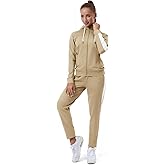 TEZO Womens Full Zip-Up Hoodie Tracksuit Set Long Sleeve Casual Jogging Suits Workout Gym 2 Piece Outfits with Pockets