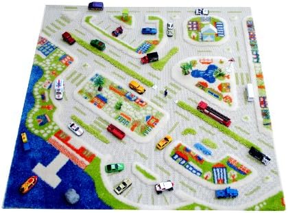 IVI Little Helper 3D Childrens Play Rug in Mini City Design, Multicoloured (100 x 100cm)