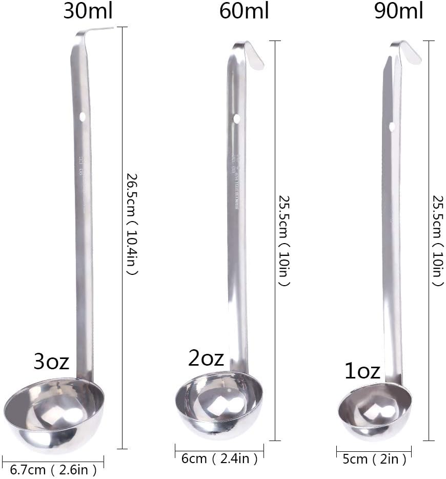 3 Pcs Soup Ladle,Small Stainless Steel Ladles and Spoons Professional Ladle with Hook,Heavy Duty Metal Ladle Kitchen Utensil Spoon for Kitchen Cooking Soup Sauce Soup Gravy Salad Dressing - Image 3