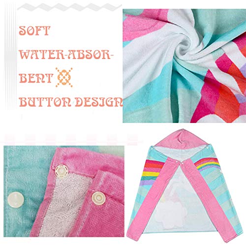 Girl's Rainbow Unicorn Hooded Bath Towel Toddler Girls Beach Towel