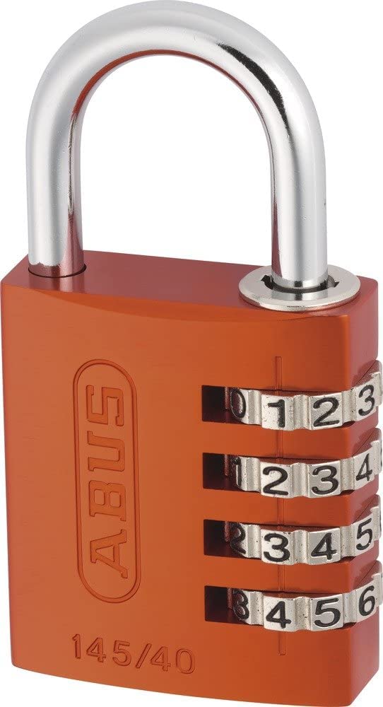 ABUS Combination Lock 145/40 Orange - Luggage Lock, Locker Lock and Much More. - Aluminium Padlock - Individually Adjustable Numerical Code - ABUS Security Level 4