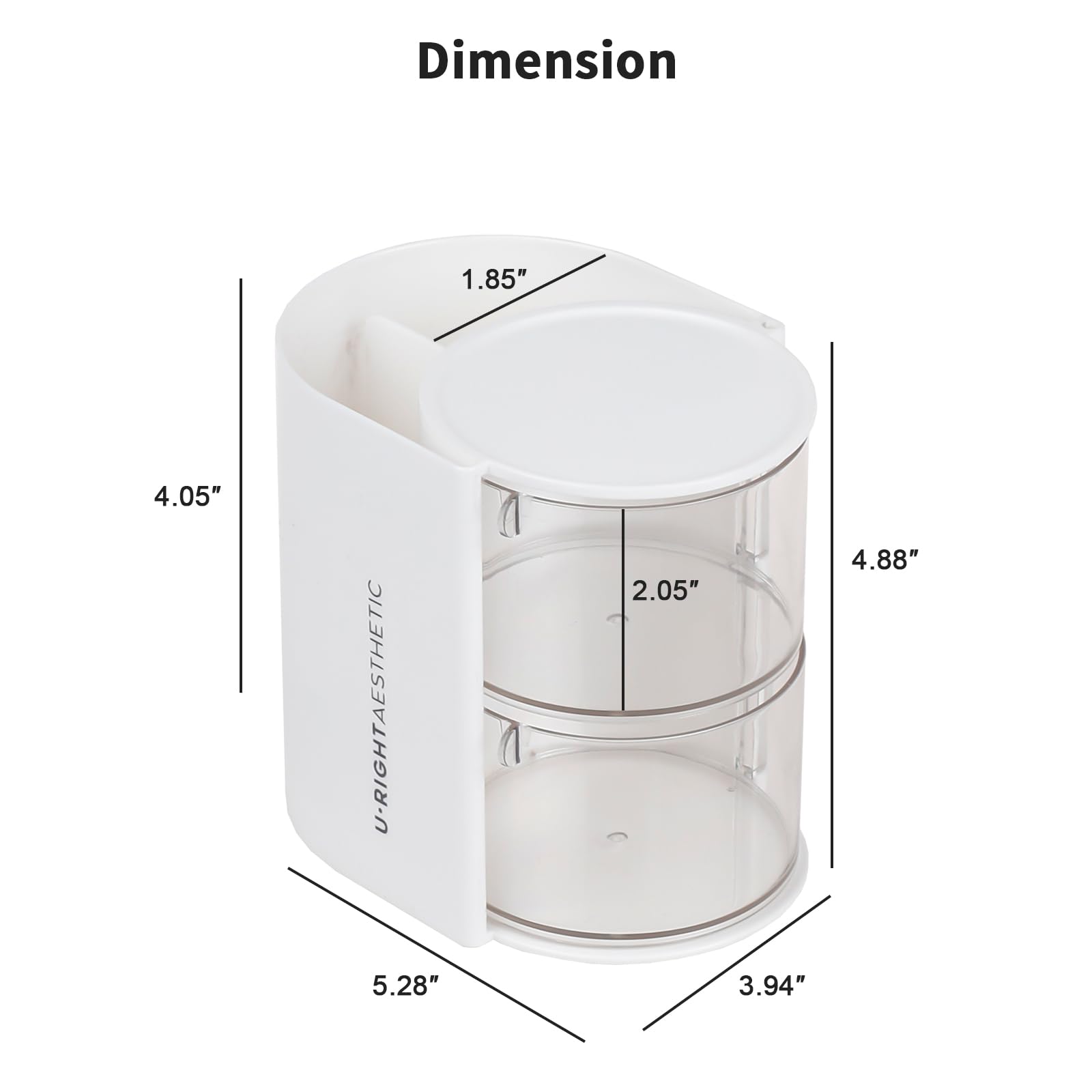 FABROK 2-Layer Clear Hair Accessories Organizer with Hair Brushes Holder, Rotatable Small Jewelry Box for Necklaces、Earring, Desktop Organizer Case for Makeup Brushes, Hair Accessories, Cotton Swab