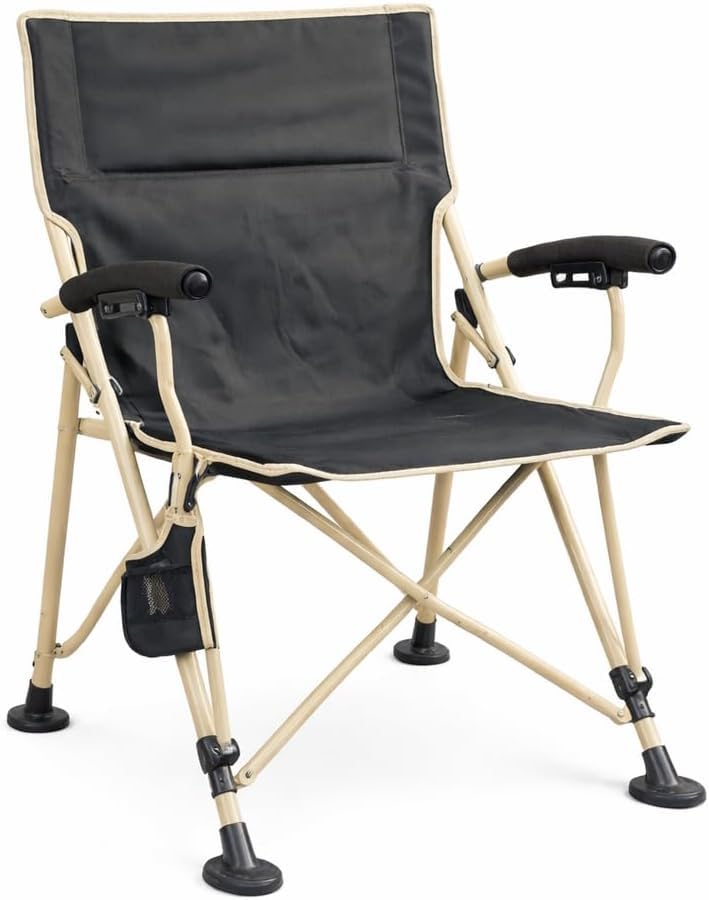 Paradiso Colonel Fred Heavy-Duty Outdoor Folding Camping Chair for Fishing, Beach, Picnics & Backyard Use Ultra Durable, Long Lasting Comfort, Reinforced Steel Frame, Non-Slip Feet, 60x60x90 cm