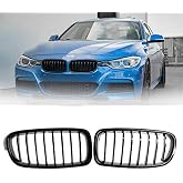 Zealhot F30 Grill - Front Kidney Grille Gloss Black-Single Slats 1 pair | Compatible for 2012-2018 BMW 3 Series F30 F31 320i 328i 328d 330e 330i 335i 340i