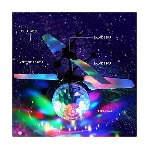 Betheaces Flying Ball, Kids Toys RC Flying Hover Disco Ball Toy Helicopter Drone Infrared Induction with Built-in Flashing LED Light Gifts for Boys Girls Teenagers Indoor and Outdoor Handheld Games