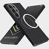 MONOCARBON Real Aramid Fiber Case for Samsung Galaxy S25 Ultra (6.9"), MagSafe Compatible, Ultra Slim & Lightweight Protective Hard Cover, with Metal Camera Frame & Screen Protection Edge