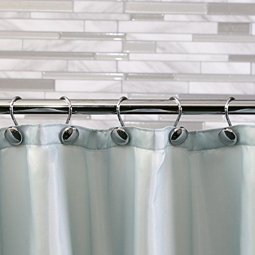 image for BINO Shower Curtain Hooks - Chrome, Set of 12 Shower Curtain Rings - S