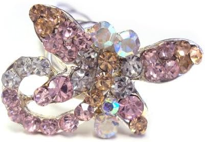 Bridal Wedding Bridesmaid Flowergirl Prom Beautiful Elegant Peachy Pink Dragonfly Hair Twist Pin