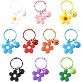TENDYCOCO Flower Bell Keychain with Colorful Small Flower Charm and Ring Bells Cute Keyring Accessory for Women S Bags and Keys 2.16X0.86X0.39 Inch