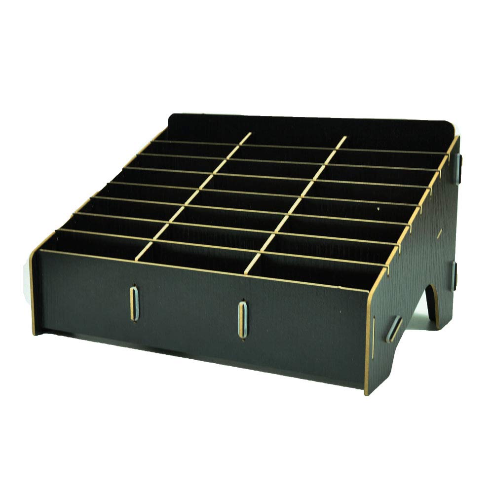 XICHENGSHIDAI Mobile Phone Storage Box, 24 Compartment Phone Holder, Caddy and Ink Pad Organizer for Office and School Supplies - Black