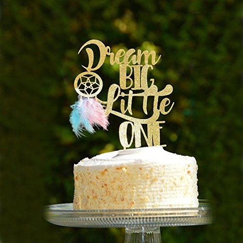 JANOU Dream Catcher Gold Glitter Cake topper Cupcake Pick Toppers with Feather for Wedding Birthday Graduation Party Favors - Thumbnail 2