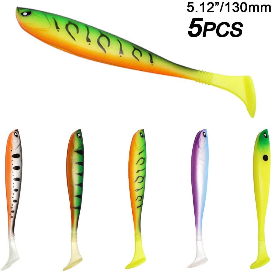 GUYOUKE - Rubber Soft Fishing Baits, Worm Artificial Lures, Minnow Swimbaits with T-Type Paddle Tail Realistic Color Shad Fishing Lure for Bass Trout Pike Walleye