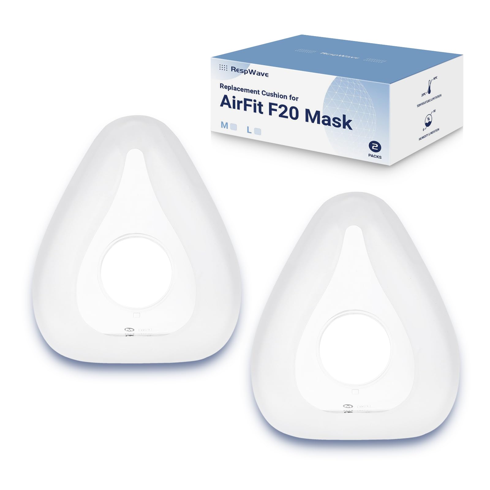 Photo 1 of 2-Pack Replacement Full Face Cushions Compatible with Original AirFit F20 AirTouch F20, FSA or HSA eligible, Innovative Design for Secure Sealing and Nose Pressure Reduce, CPAP Supplies Accessories, M