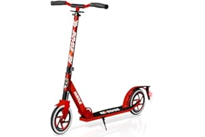 Hurtle Renegade Kick Scooters for Kids Teenagers Adults- 2 Wheel Kids Scooter with Adjustable T-Bar Handlebar - Alloy Anti-Slip Deck - Portable Folding Scooters for Kids with Carrying Strap