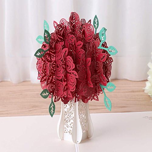 Arich 3D Pop Up Colorful Rose Greeting Card Christmas Birthday New Year Invitation