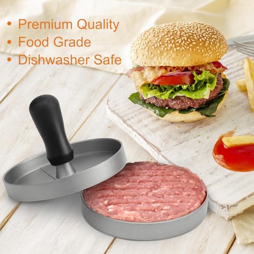 TACGEA Burger Press 150 Patty Papers, Non-Stick Hamburger Patty Maker with Wax Paper, Aluminum Burger Maker for Kitchen BBQ Grill