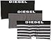 Diesel Men's 3-Pack Shawn Stretch Boxer Trunk, Grey Stripe/Grey/Black, Medium