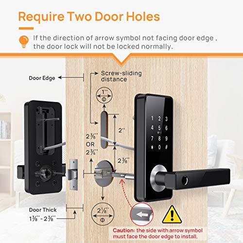 Fingerprint Door Lock Keyless Entry Door Lock Bluetooth APP Card Control Biometric Digital Door Lever Security Front… - Image 3