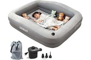 Inflatable Toddler Travel Bed Portable: GEMGO 67" Toddler Bed for Kids with 4 Safety Sides - Lightweight Kids Air Mattress wi